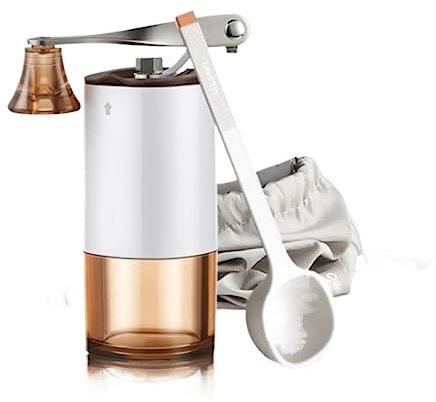 REIFOR Macina caffè Macinacaffè Manuale con impostazioni Regolabili Macinacaffè Portatile a manovella Macinacaffè in Ceramica Macinacaffè(White)