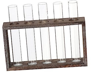 Homoyoyo Glasröhrenvase Transparent Reagenzglasvase Für Blumen Röhrenvase Glas Hydroponic Vase Einfach Dekoration Blumenarrangement Antiker Holzrahmen Stil Mit Löchern Innengartendekoration
