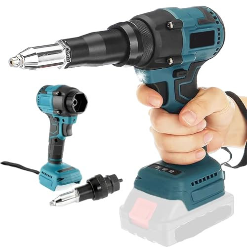 FBJAMZ Pince à Riveter Pistolet sans Fil,Outil Portable LED 550W Pistolets riveteurs automatiques électriques,Outil à Main d'écrou à sertir (2 Batteries)
