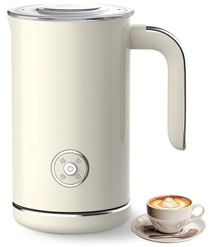 Mousseur à Lait électrique 4 en 1, Chauffe-Lait Automatique 240 ML, mousseur à Lait et Fouet, Silencieux, pour Cappuccino, Latte, macciato et Chocolat Chaud