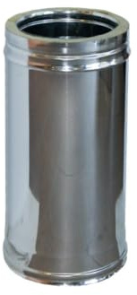 Tubo Coibentato Doppia Parete in Lana di Roccia - in Acciaio Inox AISI 316 BA SP. 5/10 – per Camini, Stufe a Pellet e Caldaie - Lunghezza 500 mm – Diametro 250-300 mm