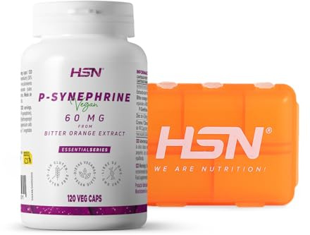 HSN P-Sinefrina 60mg 120 Cápsulas Vegetales + Pastillero Semanal | 100% Natural | Sinefrina procedente de la Naranja Amarga: Contribuye al manejo del peso corporal | No-GMO, Vegano, Sin Gluten