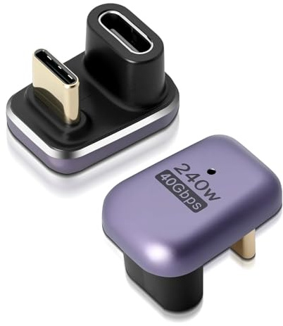 Lot de 2 adaptateurs coudés en forme de U de type C à 180 ° avec charge rapide PD de 100 W et transfert de données 10 Gbps, connecteur USB-C vers USB-C femelle pour Steam Deck, commutateur, ordinateur