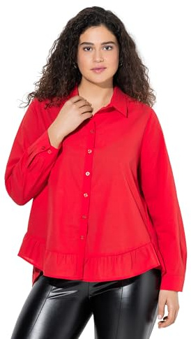 Ulla Popken Camicette da Donna, in volantsaum, A-Line, Litchi, 60/62 IT