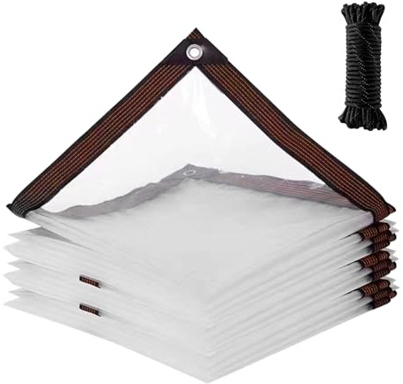 GOEDCH Lona impermeable transparente con ojales: 2 x 3 m, lona impermeable de plástico para la lluvia, lona de construcción para camping, balcón, plantas, invernadero, jardín, muebles, resistente al