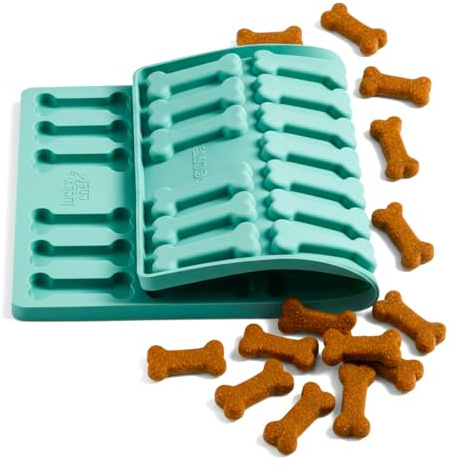 lucky chef Backmatte Großer Knochen für Hundekekse, Silikon, Salbei | Antihaft- und geruchsneutrale Silikonform, BPA-frei, lebensmittelecht, spülmaschinenfest. Für selbstgemachte Hundeleckerlis.