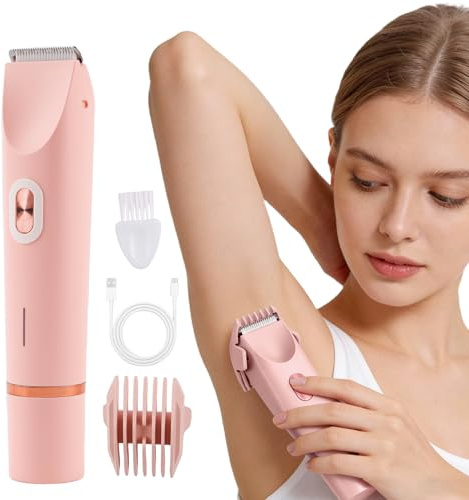 Afeitadora Eléctrica 2 en 1 para Muje, cortapelos corporal para mujer recortadora, Impermeable IPX7, Recortadora Mujer zona Intima, Rasuradora para Cara Axilas Bikini