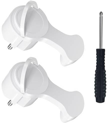 [2 Stück] Elektrischer Schuko-Stecker, extraflacher Erdungskontaktwinkelstecker mit Klappgriff, 250 V, 16 A, für Kabel bis zu 3 x 1,5 mm², Flachstecker, Euro-Stecker, Weiß