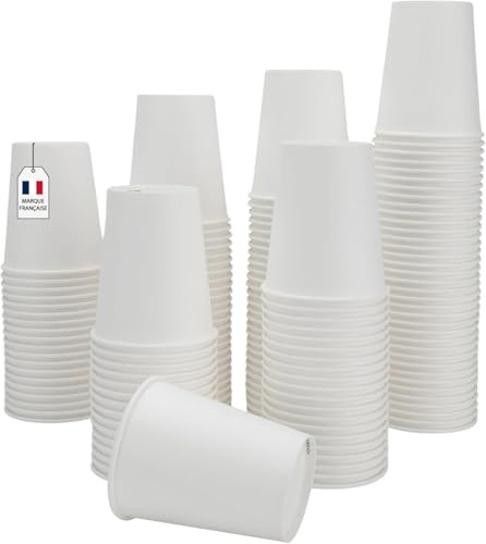 SARA- 7 OZ - 200/1000/2000/3200 Gobelets en Carton,Jetables,Résistants à la Chaleur, Carton de Qualité,Idéal pour Café,Thé,Boissons Chaudes et Froides lors d'Événements comme Anniversaires
