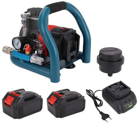 Spacnana Capacité de 1,5 L Capacité 8BAR 21V Compresseur d'air électrique à Pile à Batterie, pour L'inflation des Pneus d'entretien Automobile Peinture du Bois du Bois (Prise UE)