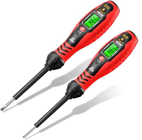 2 Stück Spannungsprüfer mit Schraubendreher, Berührungsloser Spannungsprüfer, Phase/Neutral Schraubendreher, Dualbereich AC 11V/30V–1000V mit HaltepunktFinder, LCD-Anzeige, Summer