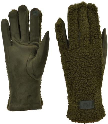 styleBREAKER Damen Touchscreen Handschuhe Plüsch | Leitfähige Fasern an 2 Fingern für Displays, 18-21 cm Handumfang, elastischer 90% Polyester-Mix.
