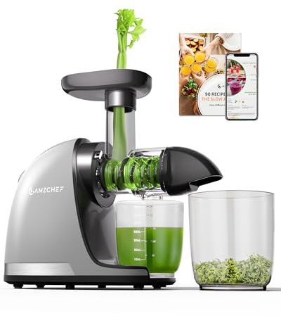 AMZCHEF Juicer Machines - Exprimidor lento de prensa en frío - Exprimidor de masticación para frutas y verduras enteras - Masticación delicada sin necesidad de filtrar - Extractor de jugo sin BPA con