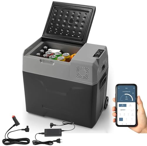 GEARFLOW Kompressor Kühlbox 50L, Elektrisch Kühlbox 12V/230V, Mit APP-Steuerung USB-Anschluss, -20°C bis 20°C Auto Kuhlbox Ideal für Auto, LKW, Boot, Camping, Reisen, Fischen, Garten & Outdoor