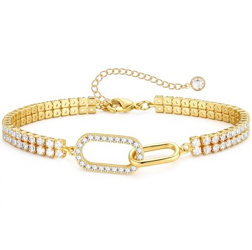 Turandoss Gold Bracelets for Women Girls, Dainty Tennis Bracelets for Women
