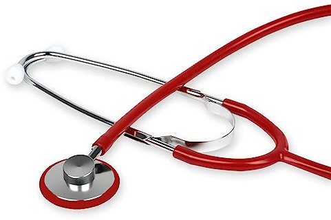 Gima - Stéthoscope Tête Simple TRAD, Adultes, Couleur Y Rouge, Pavillon Ø 43,5 mm, Sans Latex, Dispositif Médical CE
