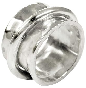 SILBERMOOS XL XXL Ring in großen Größen Damen Herren Spielring konkav massiv glänzend gehämmert handgeschmiedet Größe 64, 66, 68, 70 Sterling Silber 925