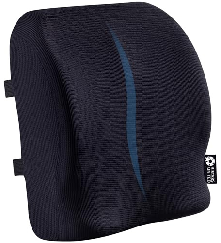 5 STARS UNITED Back Support for Office Chair - Memory Foam Lumbar Pillow - Large Perfect Cushion for Car, Computer and Desk Seat