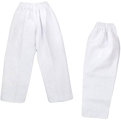 NAMAZU Kids and Adult Karate Pants 7oz Lightweight Student Gi - Elastic Waist Martial Arts Pants, White, 190=SIZE6