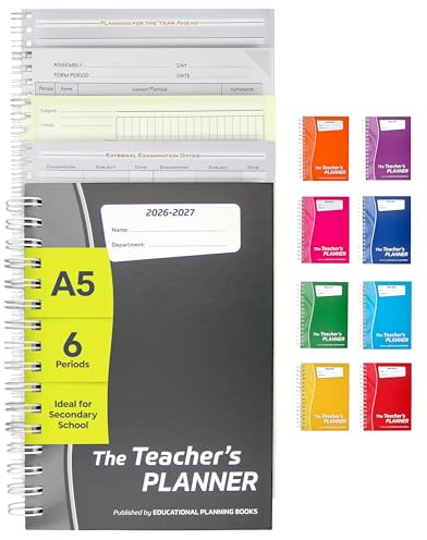Educational Planning Books - The Teachers Planner 2026-2027 for Secondary School – A5 – Six Period Day – Page-a-Day & Undated, with Dedicated Pages for Year Planning, Exams, Marking and more (TP9-C)