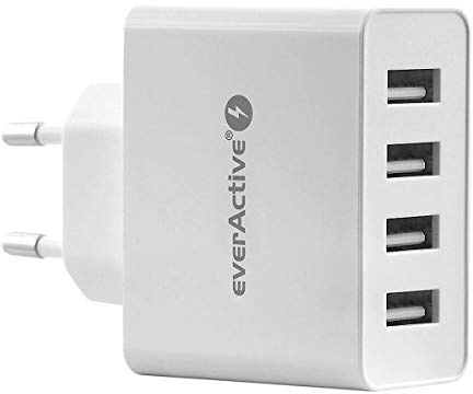 everActive Chargeur Secteur 4 USB 5A Haute efficacité Charge Rapide Puissance Totale 25W Boîtier Monobloc Solide Modèle SC-400