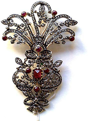 costozon vintage style brooches 3.5 Tcw Ruby Rose Cut Diamond 925 Sterling Silver antique jewellery