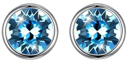 Hasnsofie Silber Ohrstecker 925 Ohrringe, 925 Sterling Silber 8mm Rund Klein Ohrstecker Ohrringe, Unisex Silber Ohrringe für Damen Herren Schwarz/Lila/Aurore Boreale/Blau/Rot/Weiß/Grün