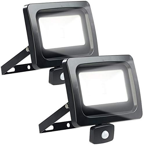 2 mini projecteurs étanches à LED 50 W / 4000 lm - Blanc jour [Luminea]
