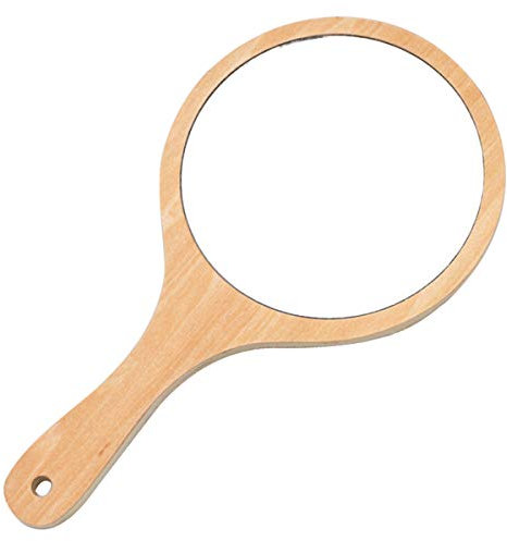 TheStriven Salon Friseur Handspiegel Rundschreiben Handspiegel mit Holz Griff Make up Spiegel für Rasieren Gesichtspflege