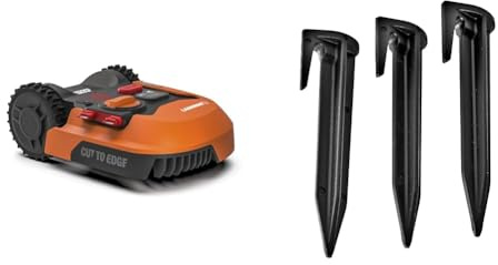 WORX - Tondeuse Robot connectée LANDROID - WR142E - jusqu'à 700m² & Lot de 100 Piquets De Fixation pour Cbles Périphériques - WA0179 - Accessoires pour Tondeuses Robots WORX LANDROID