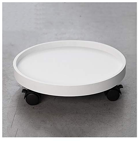 MESURE Pflanzenroller Für Innenbereich, Runder Beweglicher Pflanzgefäßanlage Pflanzständer Auf Rollen Pflanzer Trolley Rollen Rolling Tablett, Für Innengarten Im Freien (Color : White, Size : 30cm)