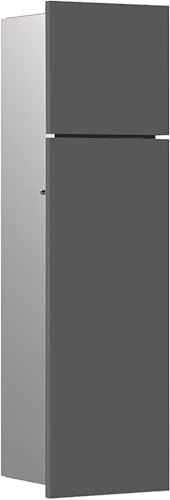 EMCO ASIS PURE Unterputz Bad Schrank für Klobürste, Hochschrank & Badezimmerschrank mit Toilettenpapierhalter und Fach Diamantgrau (matt) 60 cm Unterputz Türanschlag rechts Papierführung unten