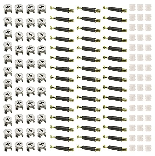 45 Sets 3-in-1 Furniture Connecting Kit, Furniture Connecting Fittings with Dowel, Nuts and Cam Screws