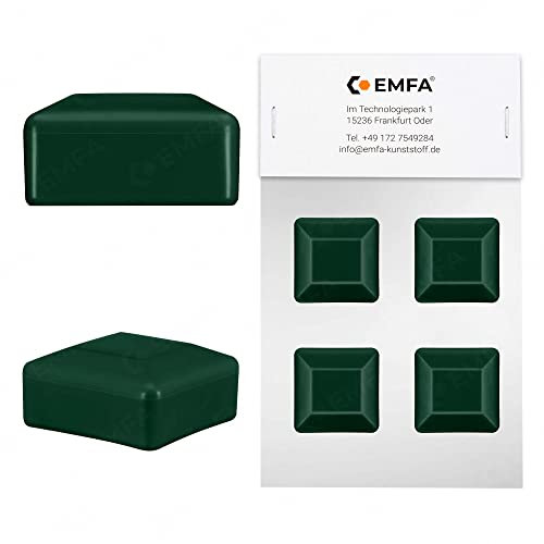 EMFA Capuchon pour Poteau carré 40x40 mm Vert 4 pièces Chapeau de clôture Tube Plastique 4x4 cm