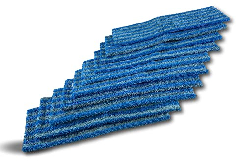 Kibros Lot 10 serpillières Frange Microfibre Balai Easy Press 40 cm | Microfibre à languette avec œillets, 46×15 cm, lavante dégraissante, compatible balai Easy Press Kibros.
