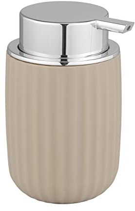 WENKO Seifenspender Agropoli Beige, nachfüllbarer Seifendosierer für 250 ml Flüssigseife aus hochwertigem Kunststoff mit plastischer Formgebung & strukturierter Oberfläche, 7,5 x 12,5 x 9 cm