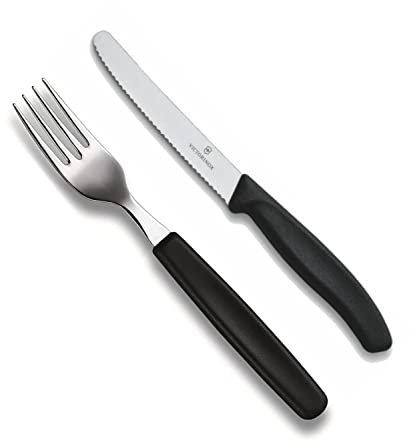2-tlg. Victorinox Tafelbesteck Set Swiss Classic Schwarz Tafelmesser - Tafelgabel Edelstahl