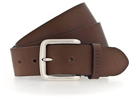 MUSTANG Herren Ledergürtel MG2118L15Z 40mm Gürtelbreite Schwarz Braun 80-115cm, Größe:120cm, Farbe:Baileys 0660