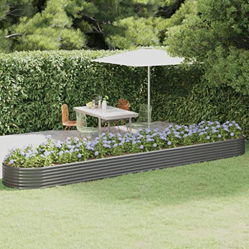 WIFESE JardinièRe De Jardin Acier Enduit De Poudre 507x100x36 Cm Gris Jardinieres Exterieur Jardiniere Bois Jardiniere Balcon Carré Potager Bacs ã Fleurs