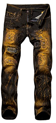 SOOUICKER Ripped Jeans Herren Straight Jeans Herren Used Look Jeans Herren Vintage Jeans Herren Slim Fit Destroyed Jeans Herren Farbig Skinny Jeans Herren Schwarz Jeans Herren Mit Löcher