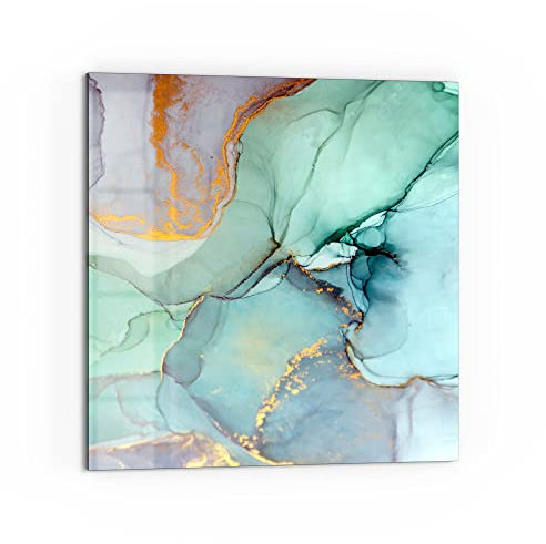 DEQORI Küchenrückwand Glas | Motiv Zerlaufene Wasserfarbe | 60x60 cm | Bad- oder Herd-Rückwand | Herdblende Spritzschutz für Küche & Badezimmer | Moderne Deko für Fliesenspiegel
