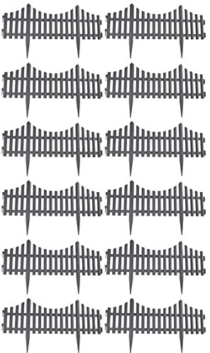 AC - Pack de 12 Vallas Decorativas para jardín, Fabricado en plástico, Delimitación para césped, Plantas, Flores, decoración de Exterior, Modelo N.º 5, 32,5 x 60 x 0,7 cm, Color Antracita