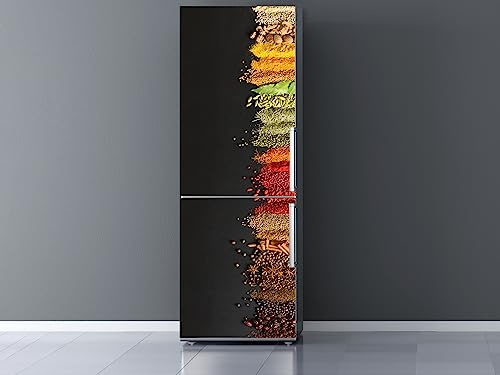 Oedim Vinilo Frigorífico Imitación Óleo Especias, Vinilo Premium, 185x60cm | Adhesivo Resistente y de Fácil Aplicación | Pegatinas de Nevera Económicas y Elegantes