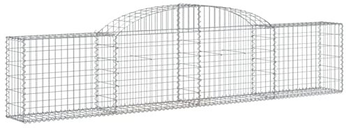 Homgoday Gewölbte Gabionen-Körbe, Mesh-Draht-Steinkorb, Outdoor-Spiral-Stützwand Pflanzgefäß Garten Pflanzkorb Topf Gartendekoration 4 Stück 300 x 30 x 60/80 cm Verzinktes Eisen