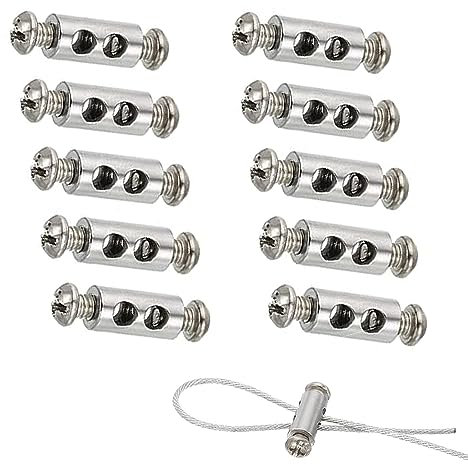 10 morsetti per cavi con tappo terminale a vite,filo diametro 1-2 mm e morsetti per cavi,filo di acciaio a doppia estremità e morsetti per cavi