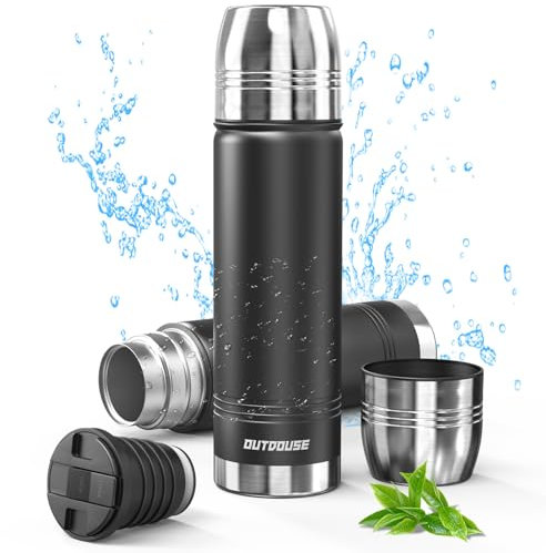 Borraccia Termica, Borraccia in Acciaio Inox d'Acqua 100% Impermeabile da 750ml, 500ml, 350ml, Termos Caffè, Senza BPA, Bottiglie isolate per Sport ed Esterni (750ml)