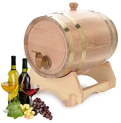 Botte di Vino Vintage in Legno di Quercia per Birra, Whisky, Rum, per la Conservazione di Vino Pregiato, Brandy, Whisky, Tequila (5L)