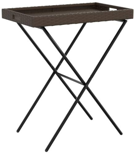 vidaXL Tabletttisch Klappbar Braun 65x40x75 cm Poly Rattan