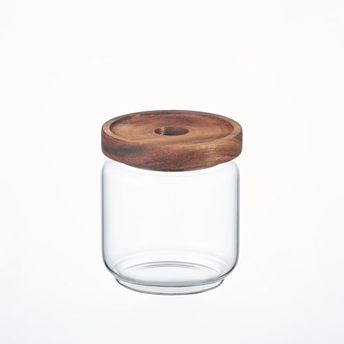Eden & Willow Airtight Borosilicate Glass Kitchen Storage Jars with Acacia Wooden Lids, Food-Safe Pantry Organiser, Suitable for Home and Kitchen Use (1, 470ml)