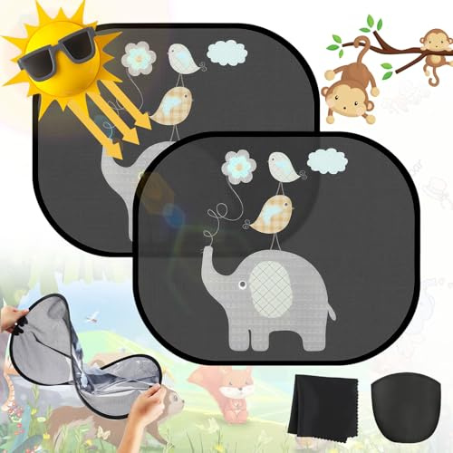 2 Unidades Parasol Coche Bebe,Parasol Coche Lateral con Protección UV,Parasol Ventanas traseras Coche,Cortinas Coche para Proteger Sol a Bebés y Mascotas